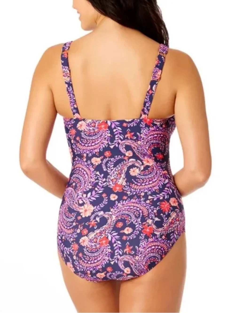 Lands’ End Paisley Floral Tummy Control One Piece Swimsuit NWT Size S